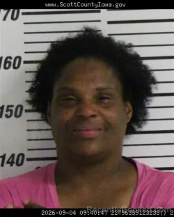 Mugshot of Chantea Marie Satterwhite booked in Scott County, Iowa on September 4, 2026