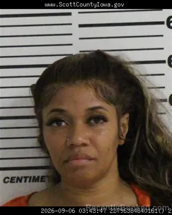 Mugshot of Kendra Alexis Fleming booked in Scott County, Iowa on September 6, 2026