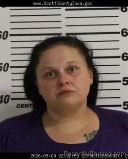 Mugshot of Ciarra Nicole Laure Peirce booked in Scott County, Iowa on September 8, 2026