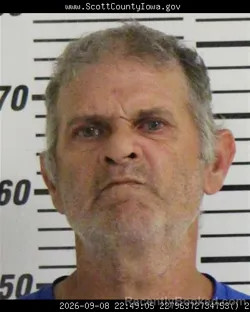 Mugshot of Raymond Todd Pousson booked in Scott County, Iowa on September 8, 2026