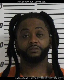 Mugshot of Dorvell Deangelo Gogans booked in Scott County, Iowa on September 8, 2026