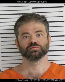 Mugshot of Colton Lee Garvin booked in Scott County, Iowa on September 10, 2026