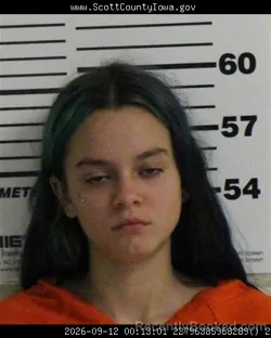 Mugshot of Genevieve Saphire Gonzalez booked in Scott County, Iowa on September 12, 2026
