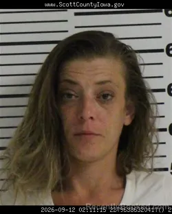 Mugshot of Jennifer Renae Keim booked in Scott County, Iowa on September 12, 2026