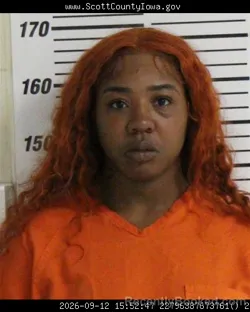 Mugshot of Arlisa Monique Payton booked in Scott County, Iowa on September 12, 2026