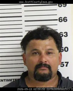 Mugshot of Jose Martin Hernandez booked in Scott County, Iowa on September 13, 2026