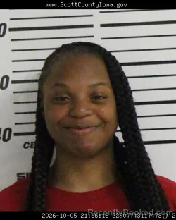 Mugshot of Bianca Lena Brown booked in Scott County, Iowa on October 5, 2026