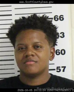 Mugshot of Briana Lakenya Thompson booked in Scott County, Iowa on October 5, 2026