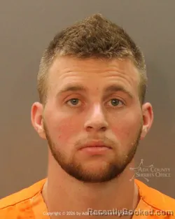 Mugshot of Jordan Wayne Pickett booked in Ada County, Idaho on May 7, 2026