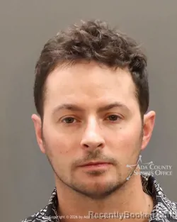 Mugshot of Austin Colby Knebel booked in Ada County, Idaho on August 31, 2026