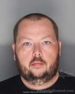 Mugshot of Michael Aaron Crawford booked in Ada County, Idaho on October 1, 2026