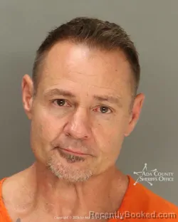 Mugshot of Eric Eugene Sanderson booked in Ada County, Idaho on October 8, 2026
