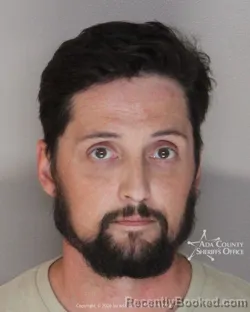 Mugshot of Brandon John Dahlin booked in Ada County, Idaho on August 22, 2026