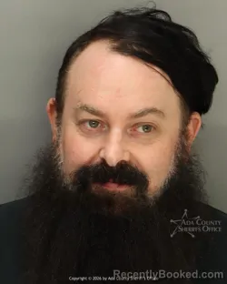 Mugshot of Justin Mitchell Cantrell booked in Ada County, Idaho on August 22, 2026