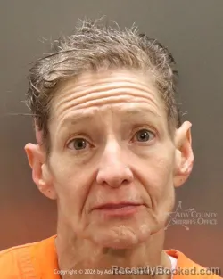 Mugshot of Angela Leona Stevens booked in Ada County, Idaho on April 27, 2026