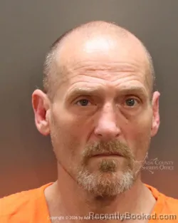 Mugshot of Matthew Daniel Thiemann booked in Ada County, Idaho on April 29, 2026