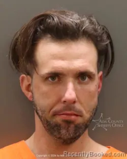 Mugshot of Christopher James Miley booked in Ada County, Idaho on August 28, 2026