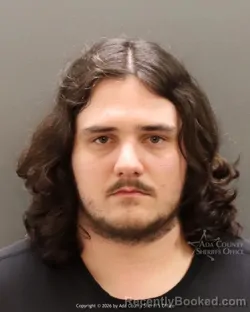 Mugshot of Noah Knebel booked in Ada County, Idaho on March 8, 2026