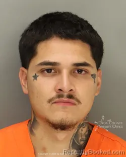Mugshot of Humberto Flores booked in Ada County, Idaho on August 14, 2026