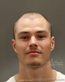 Mugshot of Justin Naegle booked in Ada County, Idaho on August 14, 2026