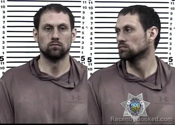 Mugshot of JUSTIN RAY MITCHAM booked in Bonneville County, Idaho on March 30, 2026