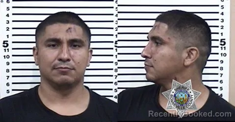 Mugshot of Alan R B Izucar Sanchez booked in Bonneville County, Idaho on August 11, 2026