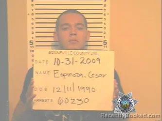 Mugshot of CESAR GIOVANNY ESPINOZA-PATINO booked in Bonneville County, Idaho on May 21, 2026