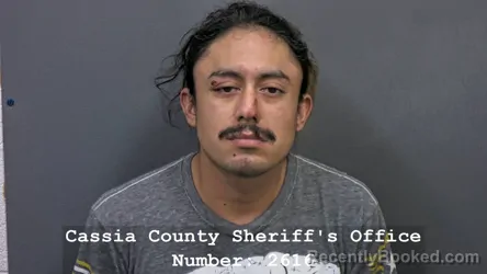 Mugshot of Xxxx Soto Aldape booked in Cassia County, Idaho on August 28, 2026