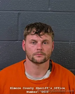 Mugshot of Brandon Lee Donohue booked in Elmore County, Idaho on October 3, 2026
