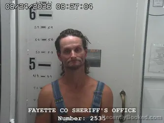 Mugshot of Darrell Wayne Gann booked in Fayette County, Illinois on August 24, 2026