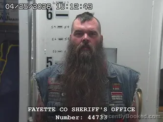 Mugshot of JUSTIN D DREW booked in Fayette County, Illinois on April 25, 2026