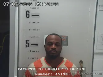 Mugshot of DARRIS BLAKE GALLOWAY booked in Fayette County, Illinois on July 7, 2026