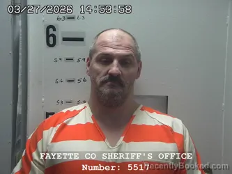 Mugshot of BRANDON D HUDDLESTUN booked in Fayette County, Illinois on March 27, 2026