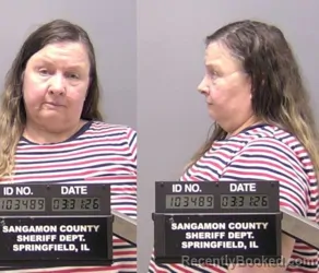 Mugshot of Gena English-Wheat booked in Sangamon County, Illinois on March 31, 2026