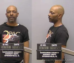 Mugshot of Antoine Patrick Grayer booked in Sangamon County, Illinois on April 1, 2026