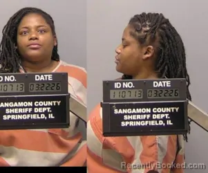 Mugshot of Tiffany N Edwards booked in Sangamon County, Illinois on March 22, 2026