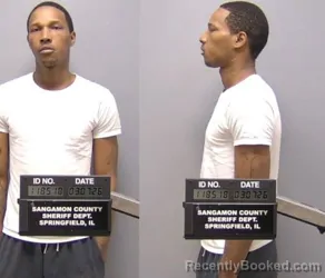 Mugshot of Justin DeAndre Gee booked in Sangamon County, Illinois on March 6, 2026