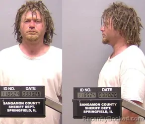 Mugshot of Cody Allen Smith booked in Sangamon County, Illinois on March 30, 2026