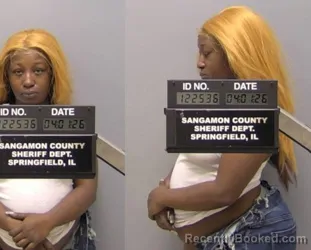 Mugshot of Raynesha Angelique Nunn booked in Sangamon County, Illinois on April 1, 2026