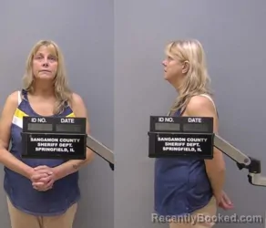 Mugshot of Tammy Faye Laurenzana booked in Sangamon County, Illinois on July 2, 2026