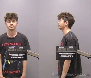 Mugshot of Nathaniel Michael Ayers booked in Sangamon County, Illinois on March 20, 2026