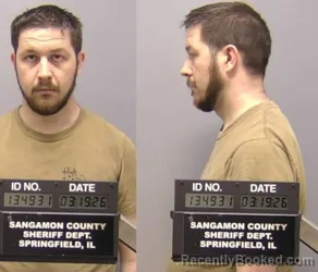 Mugshot of Jeremy Scott Lafleur booked in Sangamon County, Illinois on March 19, 2026