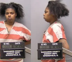Mugshot of Lontaiva Nicole Bland booked in Sangamon County, Illinois on March 27, 2026