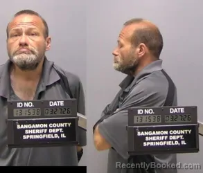 Mugshot of Kenneth Edwin Stone booked in Sangamon County, Illinois on March 26, 2026