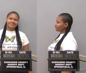 Mugshot of Deliyah M Rozier booked in Sangamon County, Illinois on April 26, 2026