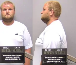 Mugshot of Luke Eugene Buescher booked in Sangamon County, Illinois on March 31, 2026