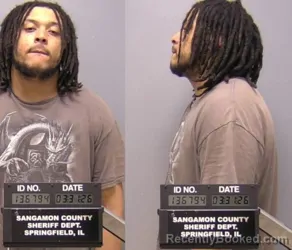 Mugshot of Zavier Day Moss booked in Sangamon County, Illinois on March 30, 2026