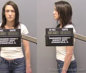 Mugshot of Tiena M Wright-Hill booked in Sangamon County, Illinois on March 28, 2026