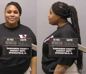 Mugshot of Jessica Anyaja McClelland booked in Sangamon County, Illinois on March 19, 2026