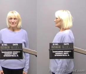 Mugshot of Sandra J. Buescher booked in Sangamon County, Illinois on March 31, 2026